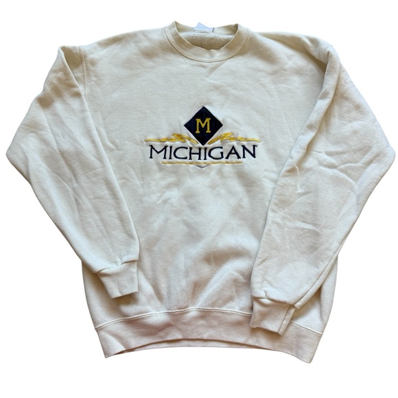 Santee Tops - VINTAGE Michigan Wolverines Crewneck Sweatshirt USA Made Heavyweight L Oversized